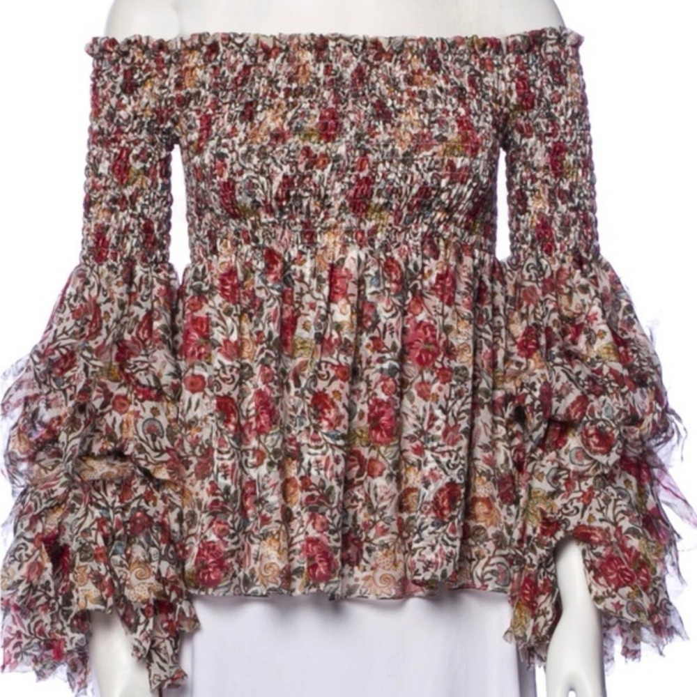 Caroline Constas Off Shoulder Silk Top XS